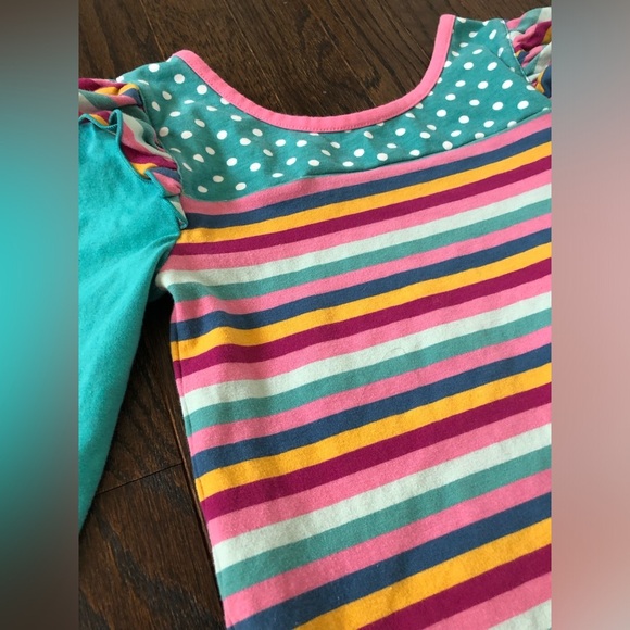 Matilda Jane Girls 8 “Moments With You” Teal Green/Multi-Color Stripes Bodysuit - Picture 10 of 10
